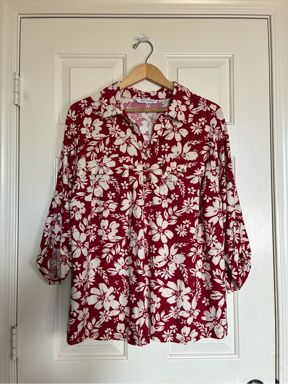 Relaxed Red Floral Button-Down Shirt